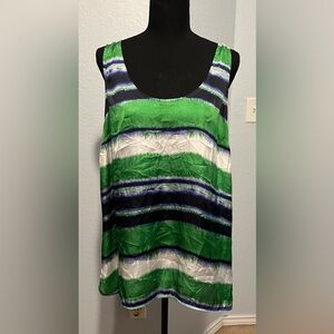 MICHAEL Michael Kors Green Navy White Striped Sleeveless Blouse